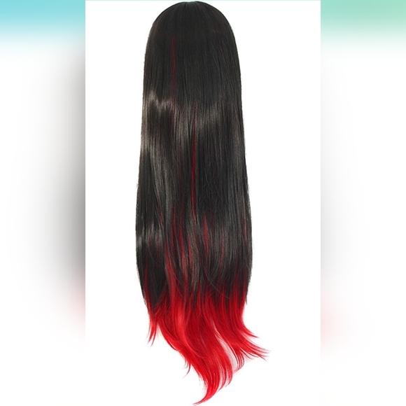 ❤️🌹🍬Harajuku Style Mixed Black/Red Long Straight Cosplay Wig - Picture 2 of 3